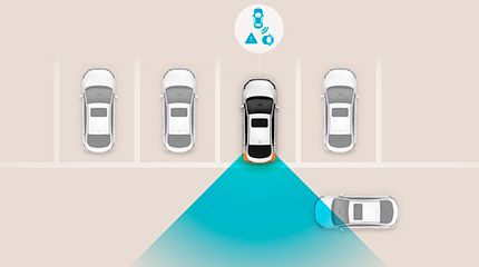 Hyundai IONIQ electric skersinio eismo gale įspėjimas