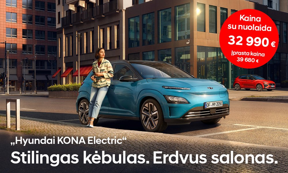 Hyundai KONA Electric MY21 sandėlio išpardavimas