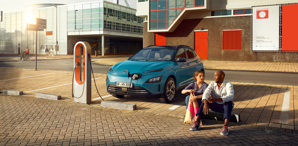 Hyundai KONA Electric elektromobilio įkrovimas