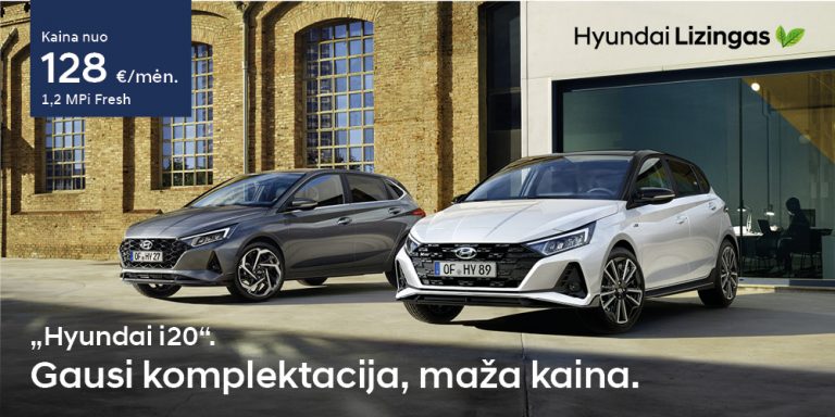 Hyundai lizingas i20 gausi komplektacija maža kaina