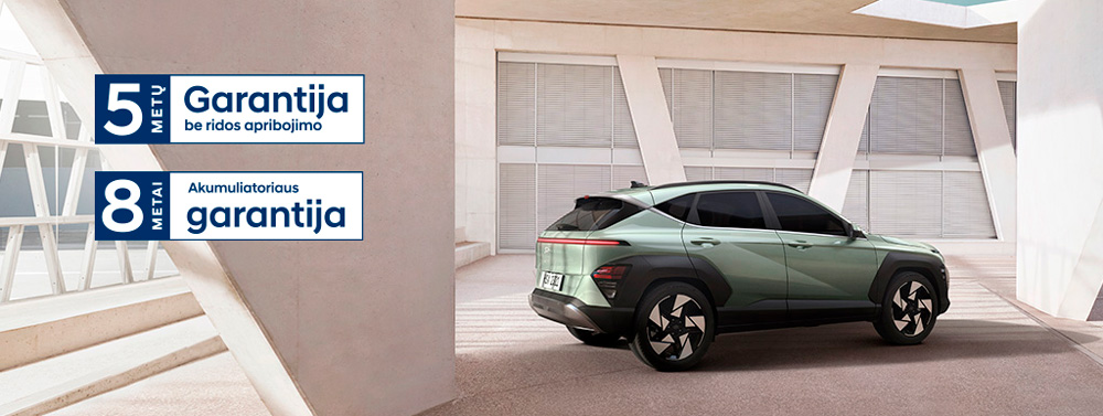 Hyundai KONA Hybrid MY24 5m. neribotos ridos garantija