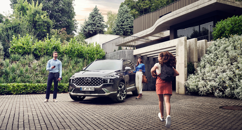 Naujasis Hyundai Santa Fe my21 išorė tvirtas elegantiškas