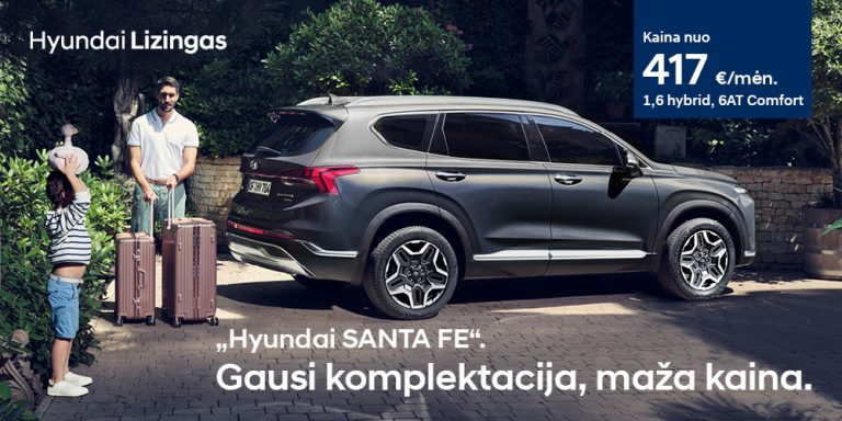 Hyundai lizingas Santa Fe Gausi komplektacija, maža kaina fakto autocentras