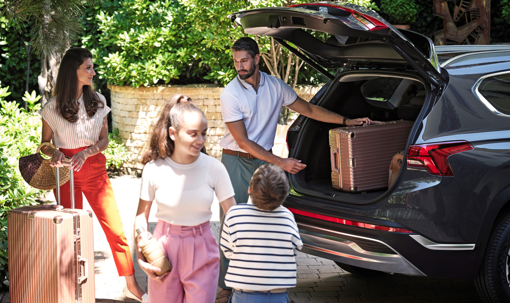 Naujasis Hyundai Santa Fe MY21 vidus universalus bagažo skyrius